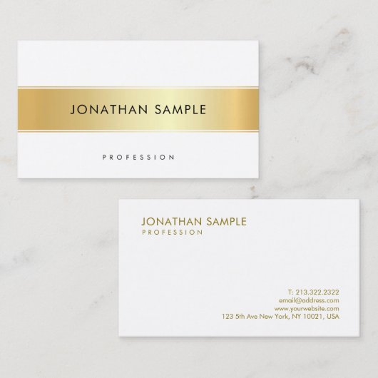 Custom Gold White Elegant Template Modernes Einfac Visitenkarte (Vorne/Hinten)