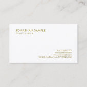 Custom Gold White Elegant Template Modernes Einfac Visitenkarte (Rückseite)