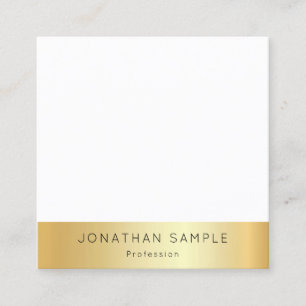Custom Gold White Moderne Elegante einfache Vorlag Quadratische Visitenkarte