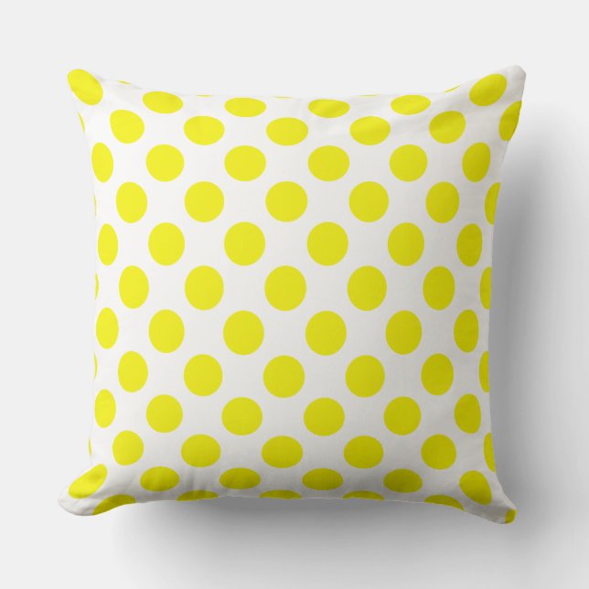 Custom Gold Yellow Big Polka Dot Throw Kissen (Vorderseite)