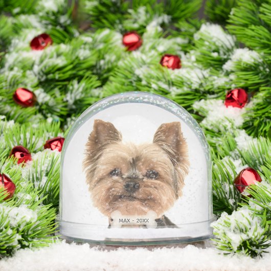 Custom Gold Yorkshire Terrier Dog Foto Schneekugeln (Weihnachten)
