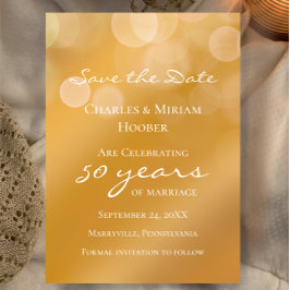 Custom Golden 50. Wedding Anniversary Party Save The Date