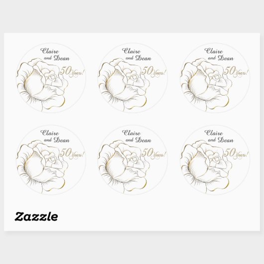 Custom Golden Anniversary Stickers (Blatt)