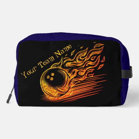 Custom Golden Bowling Art Design Waschbeutel (Rückseite)