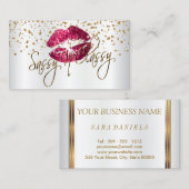 Custom - Golden Confetti & Hot Pink Lippen Visitenkarte (Vorne/Hinten)