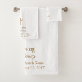 Custom Golden Cross Religious Christening, Taufe Badhandtuch Set