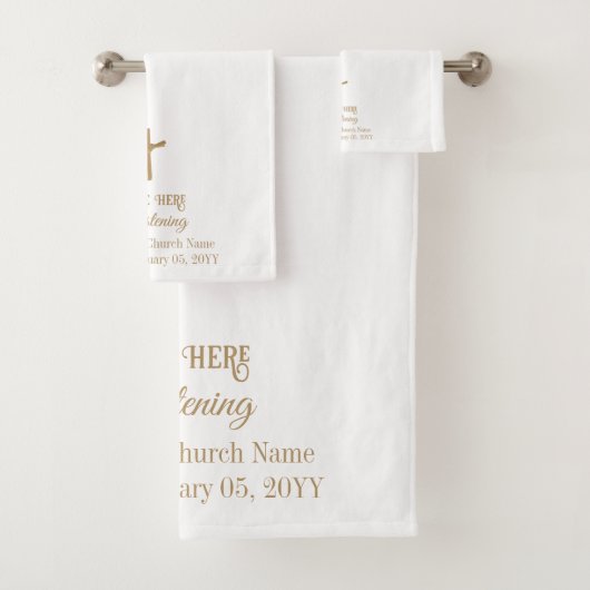 Custom Golden Cross Religious Christening, Taufe Badhandtuch Set (Insitu)