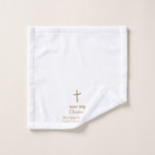 Custom Golden Cross Religious Christening, Taufe Badhandtuch Set (Waschlappen)