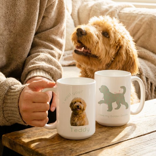 Custom Golden Doodle Photo I Woof You Personalized Kaffeetasse