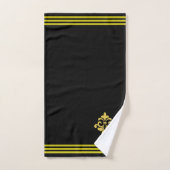 Custom Golden Fleur de Lis, Three Stripes on Black Badhandtuch Set (Handtuch)