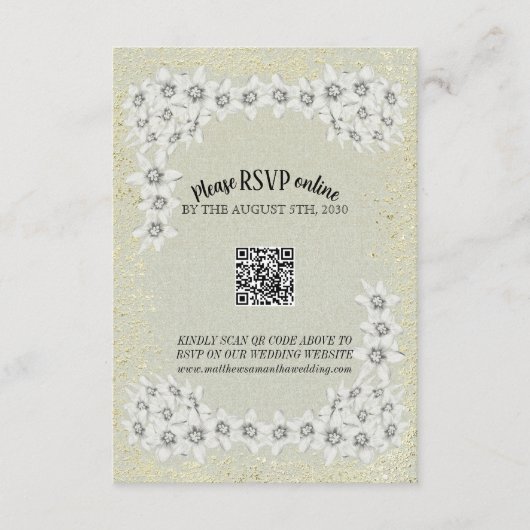 Custom golden floral Wedding Card Begleitkarte (Vorderseite)