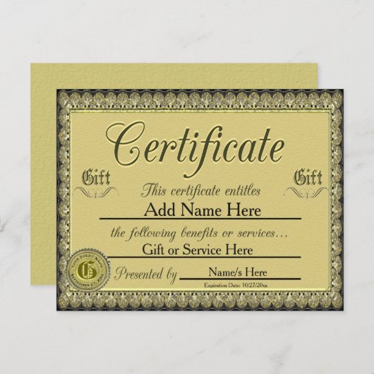 Custom Golden Gift Certificate for Invasion Einladung (Vorne/Hinten)
