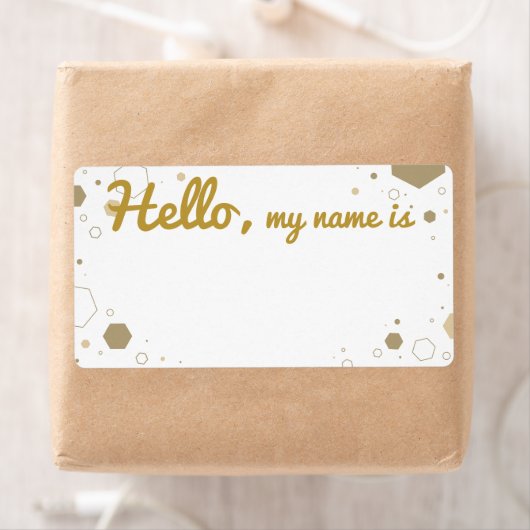 Custom Golden Hexagon Name Tag (Insitu)