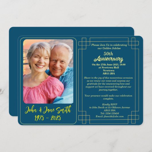 Custom Golden Jubilee 50 Jahre Einladung (Vorne/Hinten)