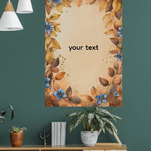 Custom golden leaves is a popular wall poster (Wohnzimmer 1)