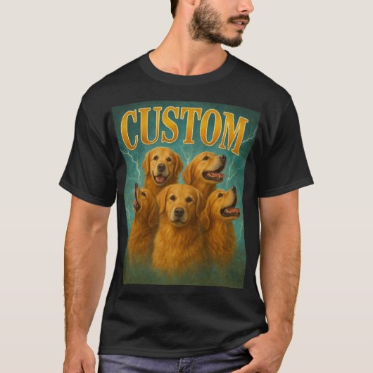 Custom Golden Retriever Dog Art T-Shirt – Cute Per (Vorderseite)