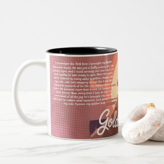 Custom Golden Retriever Mug Heartfelt Memory Zweifarbige Tasse (Mit Donut)