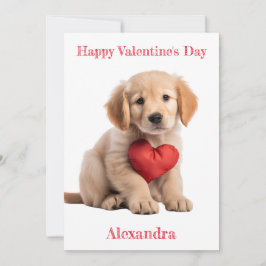 Custom Golden Retriever Puppy Heart Valentine Feiertagskarte
