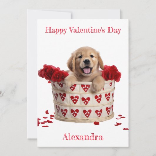 Custom Golden Retriever Puppy Valentine Feiertagskarte (Vorderseite)