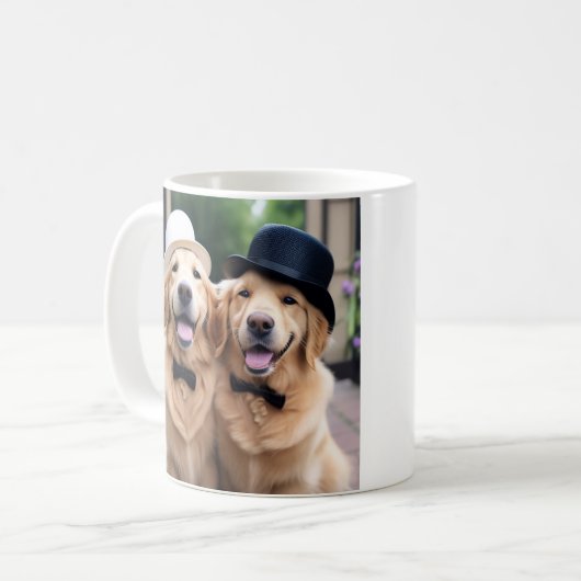 Custom Golden Retriever Wedding Tasse (Vorderseite Links)