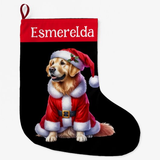 Custom Golden Retriever Weihnachts-Strumpf Großer Weihnachtsstrumpf (Vorderseite)