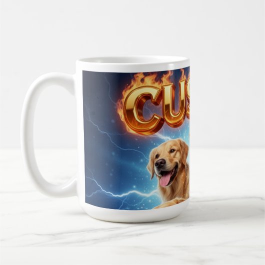 Custom Golden Retrievers Cosmic Lightning Design Kaffeetasse (Links)