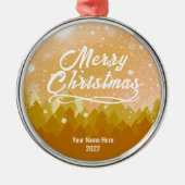 Custom Golden Snow Friedlich Forest Frohe Weihnach Ornament Aus Metall (Vorne)