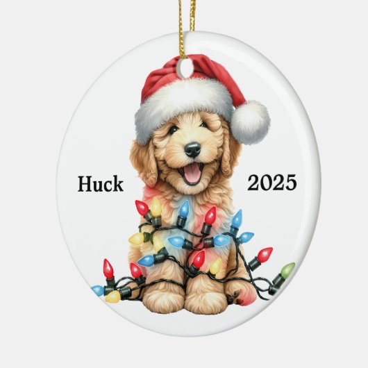 Custom Goldendoodle Christmas Dog Keramik Ornament (Links)