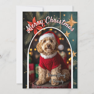 Custom Goldendoodle Dog Holiday Card Feiertagskarte