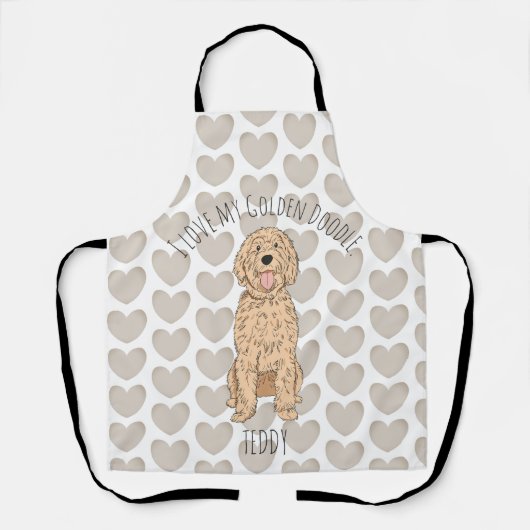 Custom Goldendoodle Whimsical Pattern Personalized Schürze (Vorderseite)