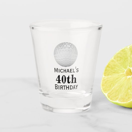 Custom Golf 40. Geburtstag Gastgeschenk Shot Glass Schnapsglas (Vorderseite)