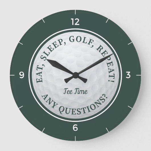 Custom Golf Ball Sport Funny Golf Zitat Grün Große Wanduhr (Vorderseite)