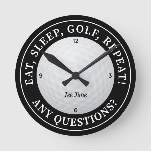 Custom Golf Ball Sport Golfer Dekor Schwarz & Weiß Runde Wanduhr (Vorderseite)