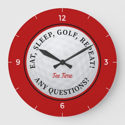 Custom Golf Ball Sportangebot Zitat Golden Red Bla Große Wanduhr (Vorderseite)