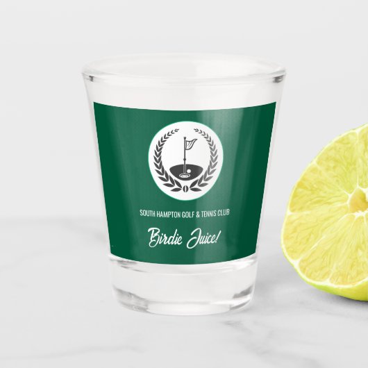 Custom Golf Club Birdie Juice Schnapsglas (Vorderseite)