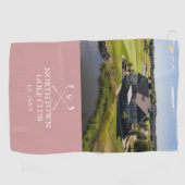 Custom Golf Club Name and Foto Dusty Rose Pink Golfhandtuch (Horizontal)