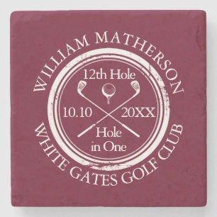 Custom Golf Hole in One Burgundy Steinuntersetzer