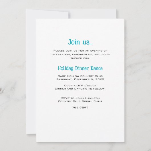 Custom Golf Lover Urlaub Einladung (Rückseite)