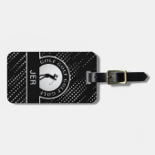 Custom Golf Male Golfer Silhouette Schwarz & Weiß Gepäckanhänger (Vorderseite horizontal)