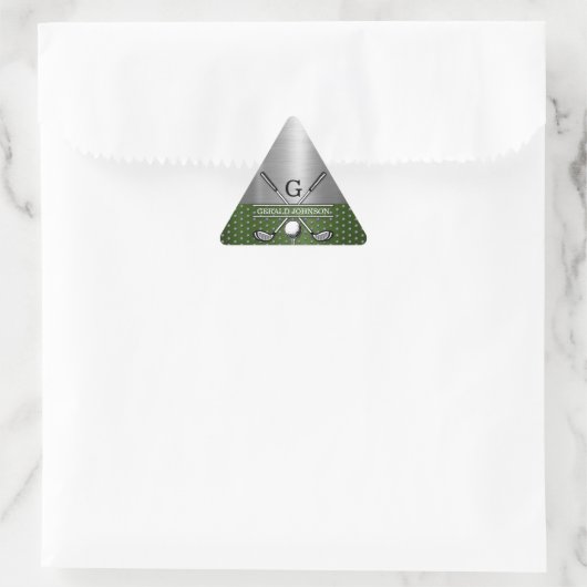 Custom Golf Monogram Design Dreieckiger Aufkleber (Tasche)