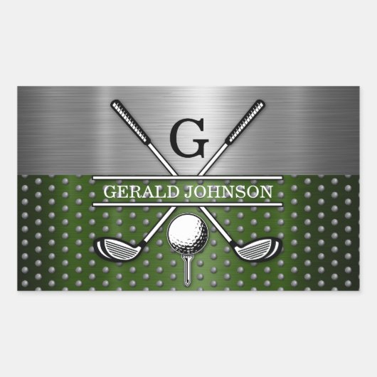 Custom Golf Monogram Design Rechteckiger Aufkleber (Vorderseite)