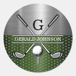 Custom Golf Monogram Design Runder Aufkleber