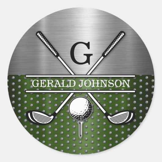 Custom Golf Monogram Design Runder Aufkleber (Vorderseite)