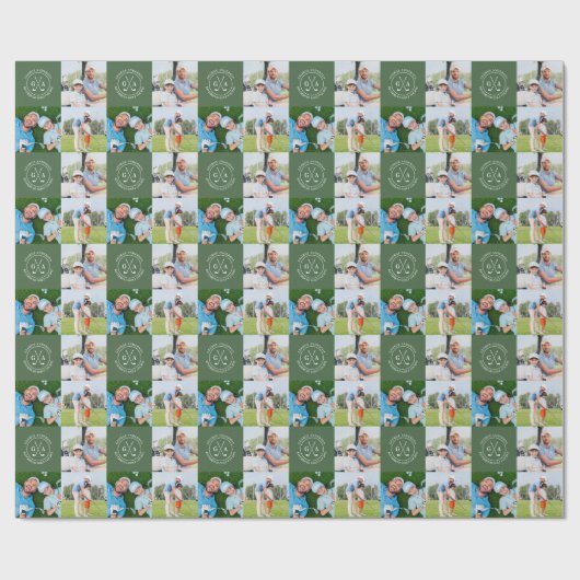 Custom Golf Multi Foto Monogram Vathday Geschenkpapier (Flach)