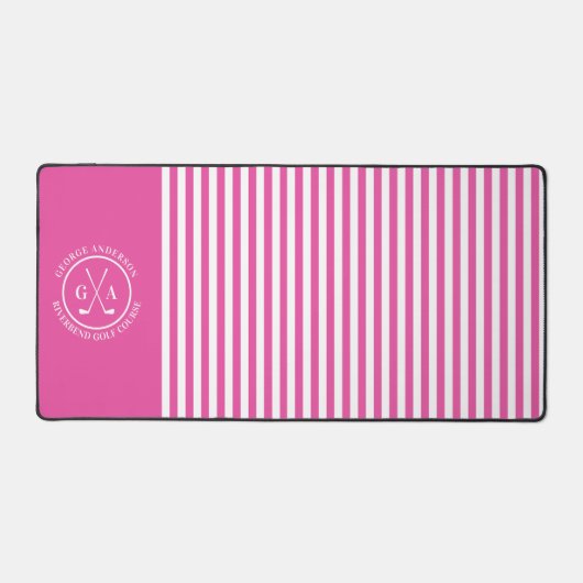 Custom Golf Multi Monogram, einfach gestreift Schreibtischunterlage (Vorderseite)