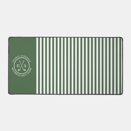 Custom Golf Multi Monogram Green gestreift einfach Schreibtischunterlage (Vorderseite)