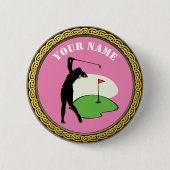Custom Golf - Name hinzufügen - Rosa Button (Vorderseite)
