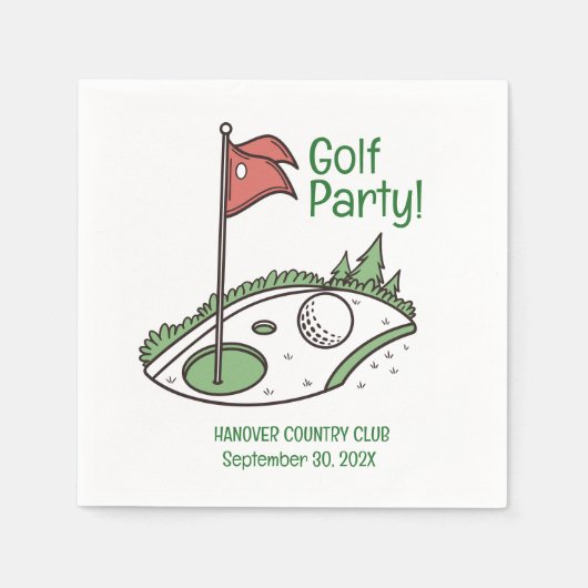 Custom Golf Party Paper Cocktail Napkin Serviette (Vorderseite)