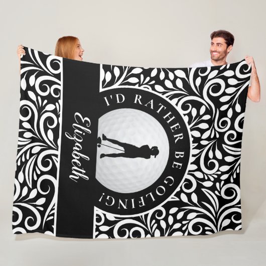 Custom Golf Silhouette Modernes Muster Schwarz-wei Fleecedecke (Beispiel)