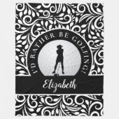 Custom Golf Silhouette Modernes Muster Schwarz-wei Fleecedecke (Vorderseite)